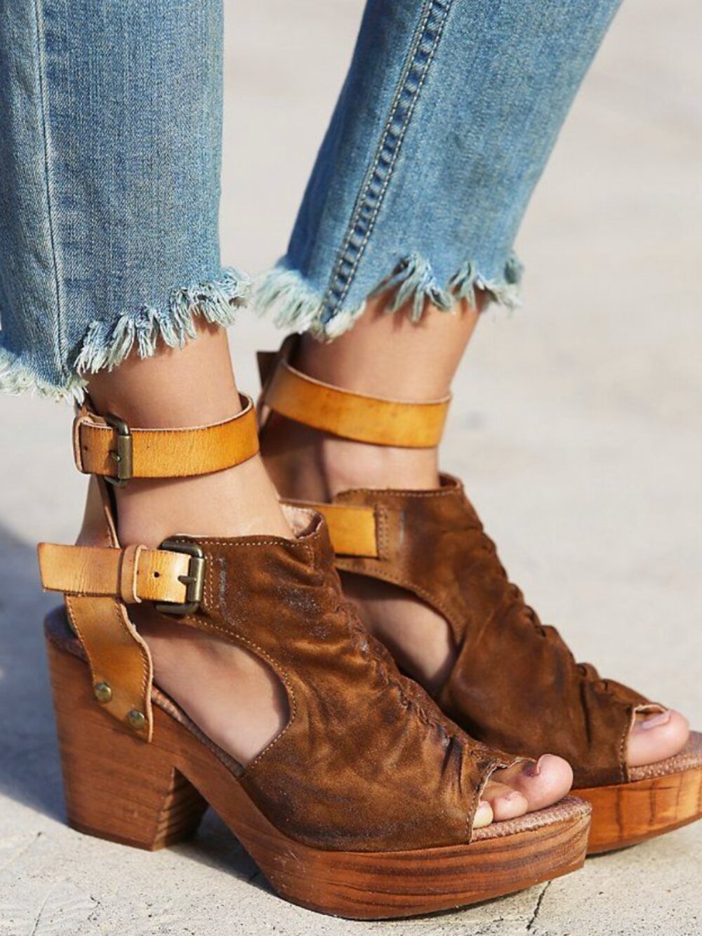 Free People Sacramento Leather Wooden Platform Clogs Brown 8 List price: $128–$